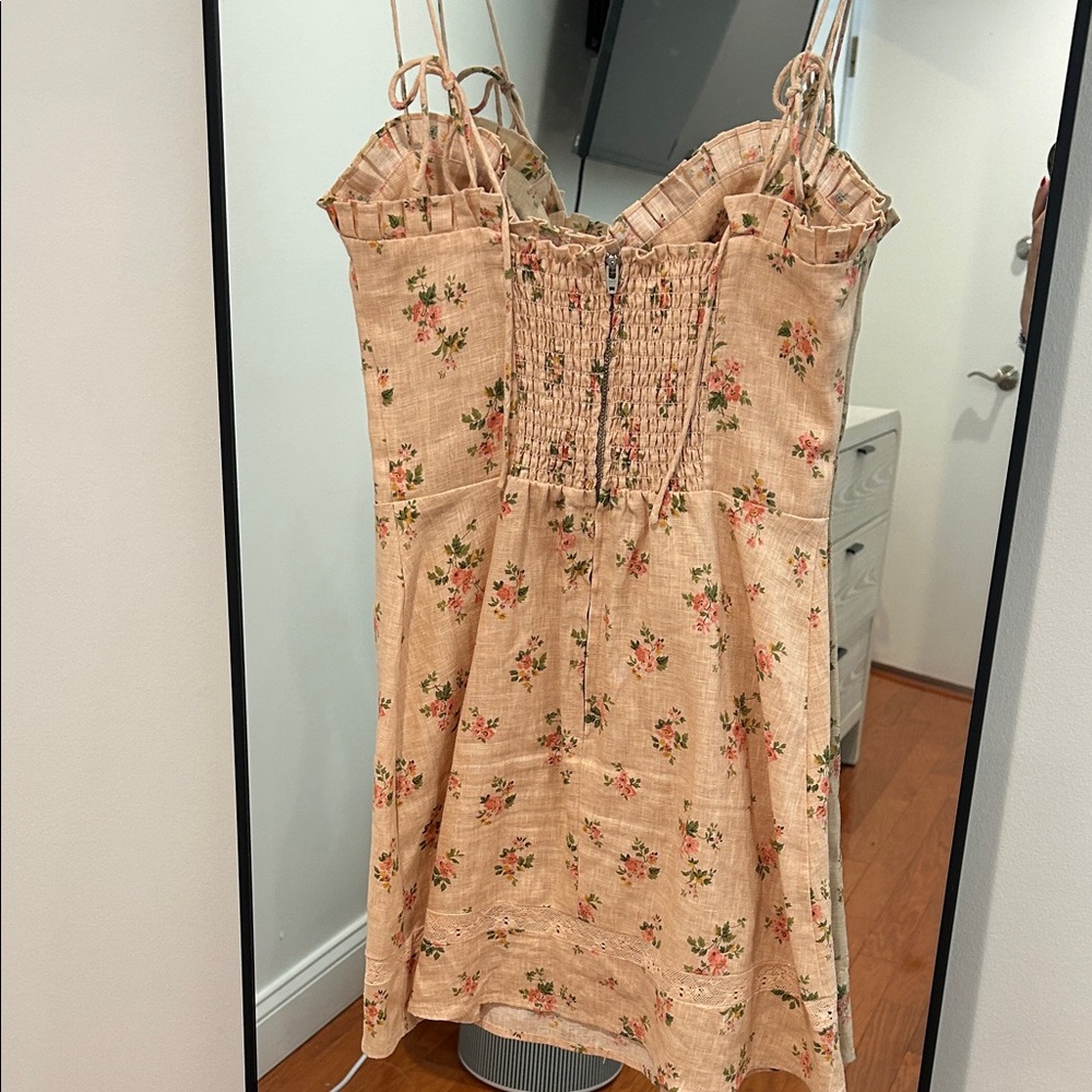 Reformation Floral Mini Dress in Tan and Pink - Picture 4 of 5